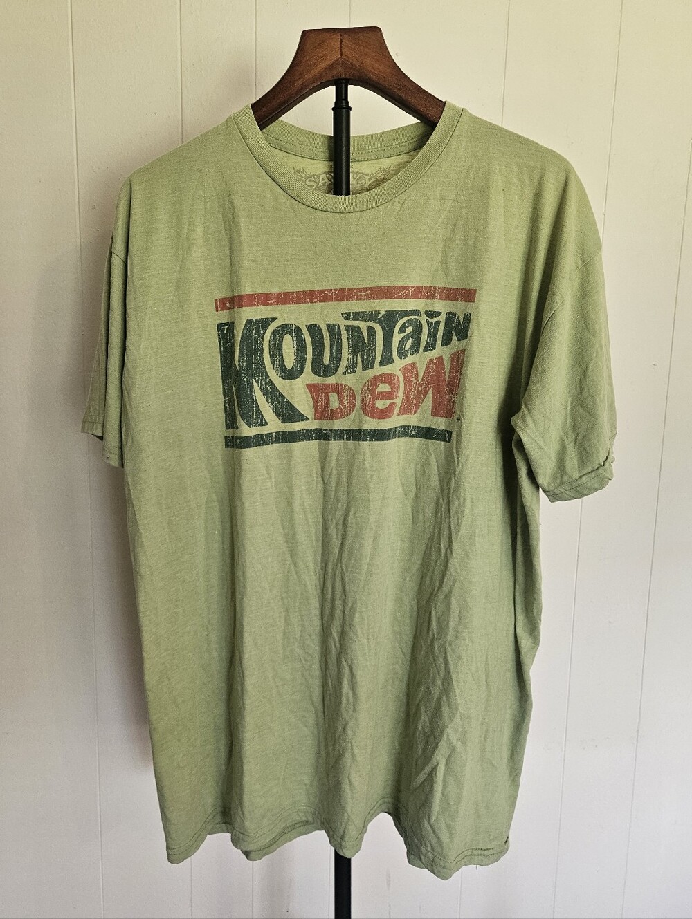 Mountain Dew Logo Crewneck T-Shirt - Light Green Size XL